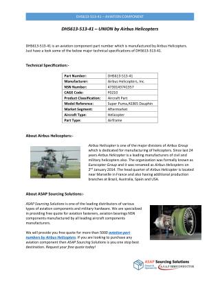 DHS613-513-41 – Aviation Part Number by Airbus Helicopter