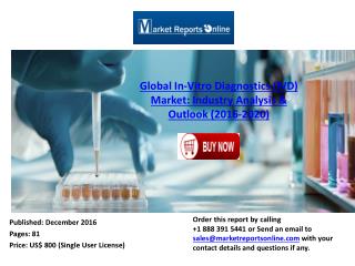 Global In-Vitro Diagnostics (IVD) Market: Industry Analysis & Forecasts 2016-2020