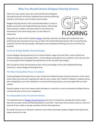 Why You Should Choose Glasgow Flooring Services