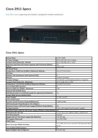 Cisco 2911 Specs