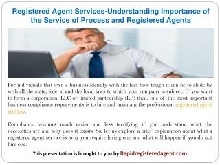 Registered Agent Services-Understanding Importance of the Service of Process and Registered Agents