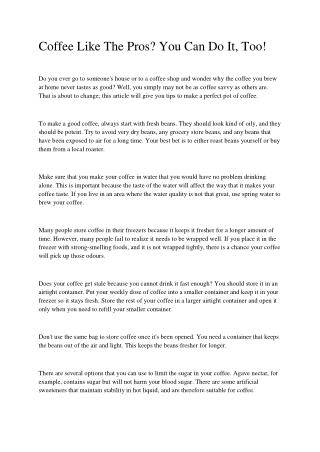 Coffee Tips That Can Change Your Life!