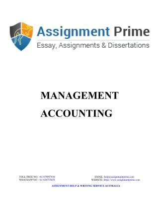 Management Accounting Sample - Assignment Prime Australia