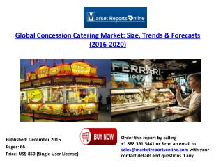 Global Concession Catering Market: Size, 2016 Trends & 2020 Forecasts