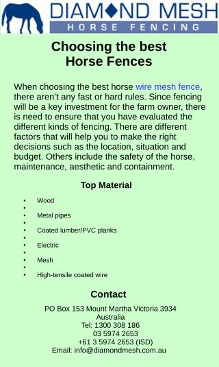 Choosing the Best Horse Fences