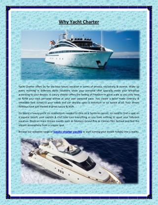 Why Yacht Charter