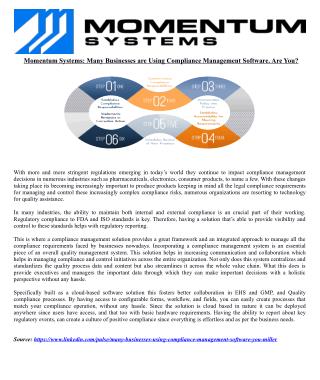 Momentum Systems: Many Businesses are Using Compliance Management Software. Are You?