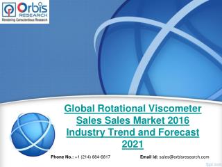 Global Rotational Viscometer Sales Industry 2016 - Trends and Opportunities