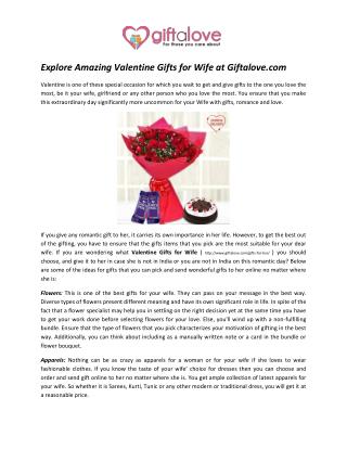 Explore Amazing Valentine Gifts for Wife at Giftalove.com