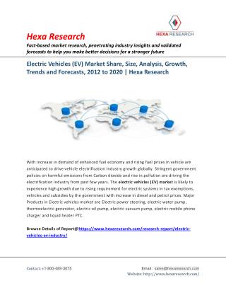 Electric Vehicles (EV) Market Research Report - Industry Size, Growth and Forecast to 2020 - Hexa Research