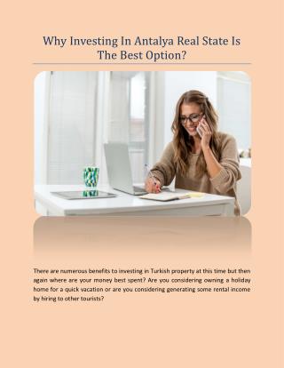 Why Investing In Antalya Real State Is The Best Option?