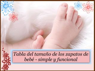 Tabla del tamaño de los zapatos de bebé- simple y funcional