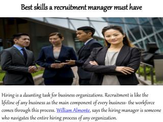 William Almonte Mahwah New Jersey - Best Skills a Recruitment Manager Must Have