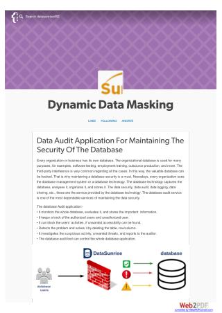 Data Audit Application For Maintaining The Security Of The Database