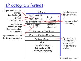 IP datagram format