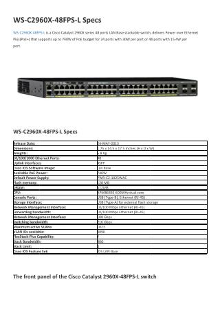 WS-C2960X-48FPS-L Specs