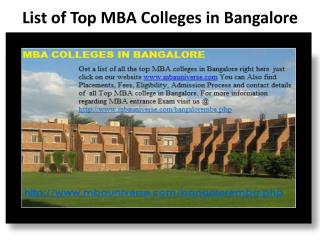 Top mba colleges in bangalore rank wise