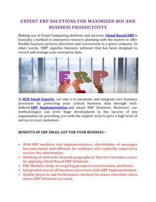 ERP Users Email Lists | B2B EMail Experts