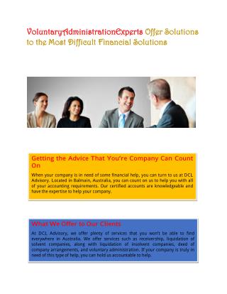 VoluntaryAdministrationExperts Offer Solutions to the Most Difficult Financial Solutions