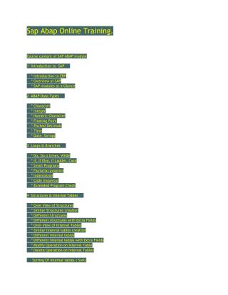 Sap abap online training - Course Content