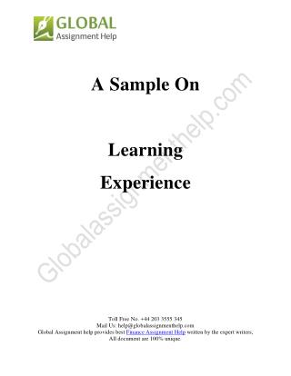 A sample On Learning Experience