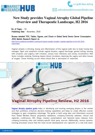 New Study provides Vaginal Atrophy Global Pipeline Overview and Therapeutic Landscape, H2 2016