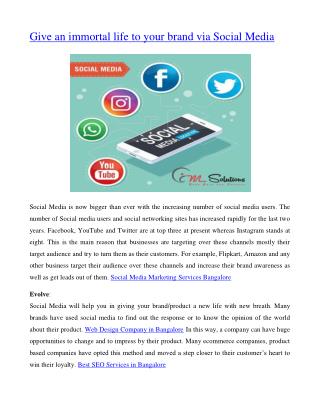 Give an immortal life to your brand via Social Media