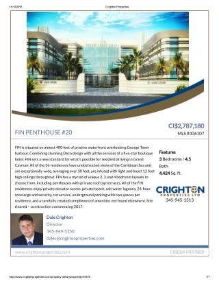FIN PENTHOUSE #20 - Residential Property for sale in the Cayman Islands.