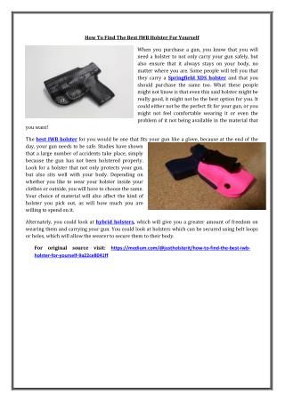 How To Find The Best IWB Holster For Yourself