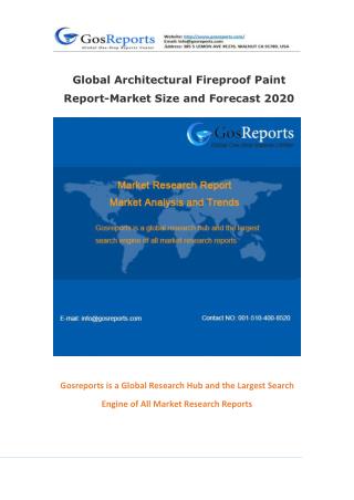 Global Architectural Fireproof Paint Report-Market Size and Forecast 2020