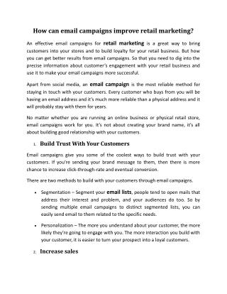 How can email campaigns improve retail marketing