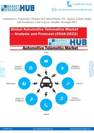 Automotive Telematics Market in United States, EU, Japan, China, India and Southeast Asia to grow steadily through 202