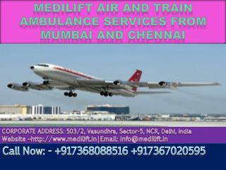 Medilift Air and Train Ambulance Services in Mumbai and Chennai at Low cost