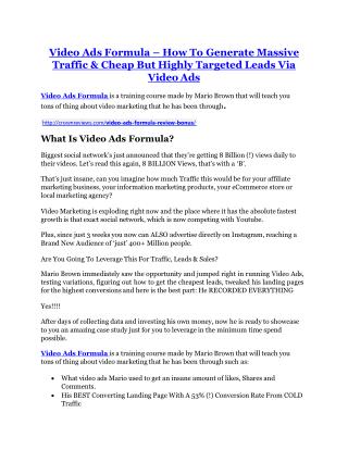 Video Ads Formula review-SECRETS of Video Ads Formula and $16800 BONUS