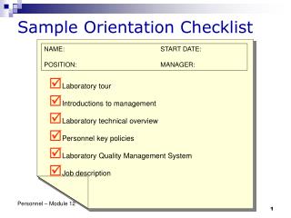 Sample Orientation Checklist