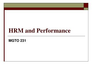 HRM and Performance