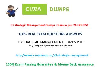 Pass CIMA E3 PDF Dumps Exam - Cimadumps.us