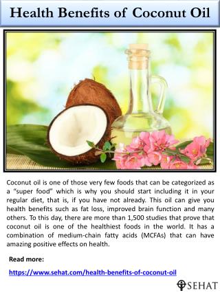 Health Benefits of Coconut Oil | Sehat