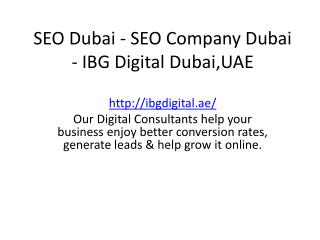 SEO Dubai - SEO Company Dubai - IBG Digital Dubai,UAE