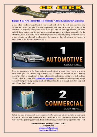 Things You Are Interested To Explore About Locksmith Calabasas