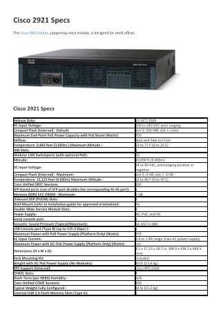 Cisco 2921 Specs