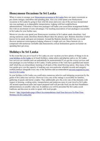 Best Accommodations And Tour Services To Plan Your Holidays In Sri Lanka