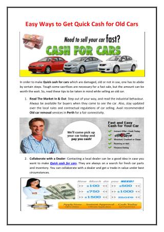 Easy Ways to Get Quick Cash for Old Cars