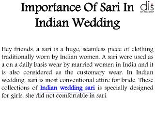 Importance Of Sari In Indian Wedding