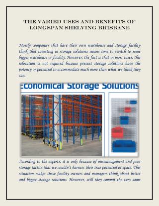 The Varied Uses and Benefits of Longspan Shelving Brisbane