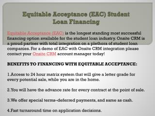 Equitable Acceptance (EAC) Student Loan Financing