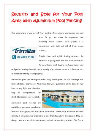 Security And Style For Your Pool Area With Aluminium Pool Fencing