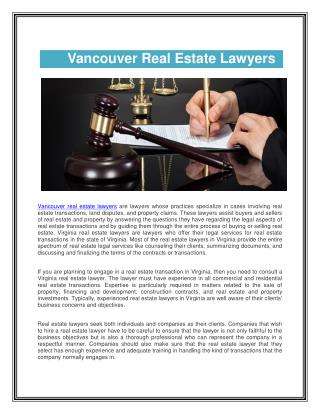 Vancouver Real Estate Lawyers