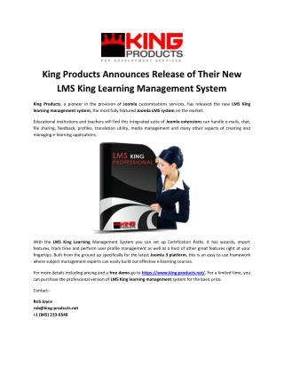 King Products Announces Release of Their New LMS King Learning Management System