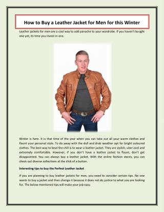 How to Buy a Leather Jacket for Men for this Winter